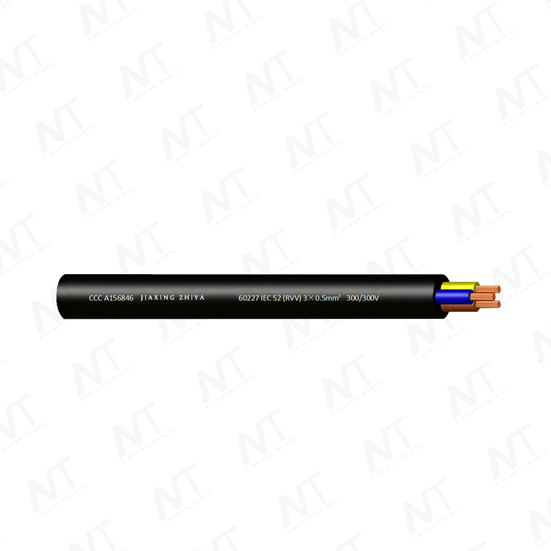 60227 IEC 52 (RVV) 300/300V قلب نحاسي خفيف الوزن معزول بسلك مرن مغلف بسلك PVC