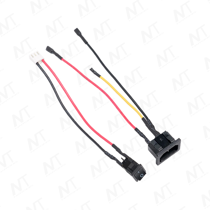 مفتاح توصيل طرفي XH3-Pin بمفتاح هزاز + مدخل طاقة IEC (نمط الشكل 8) حزمة أسلاك متكاملة