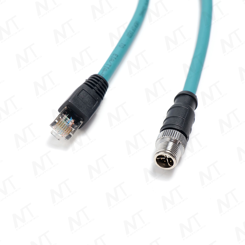 حزمة أسلاك الأجهزة الطبية الصناعية إيثرنت (قابس طيران دائري من RJ45 إلى M12)